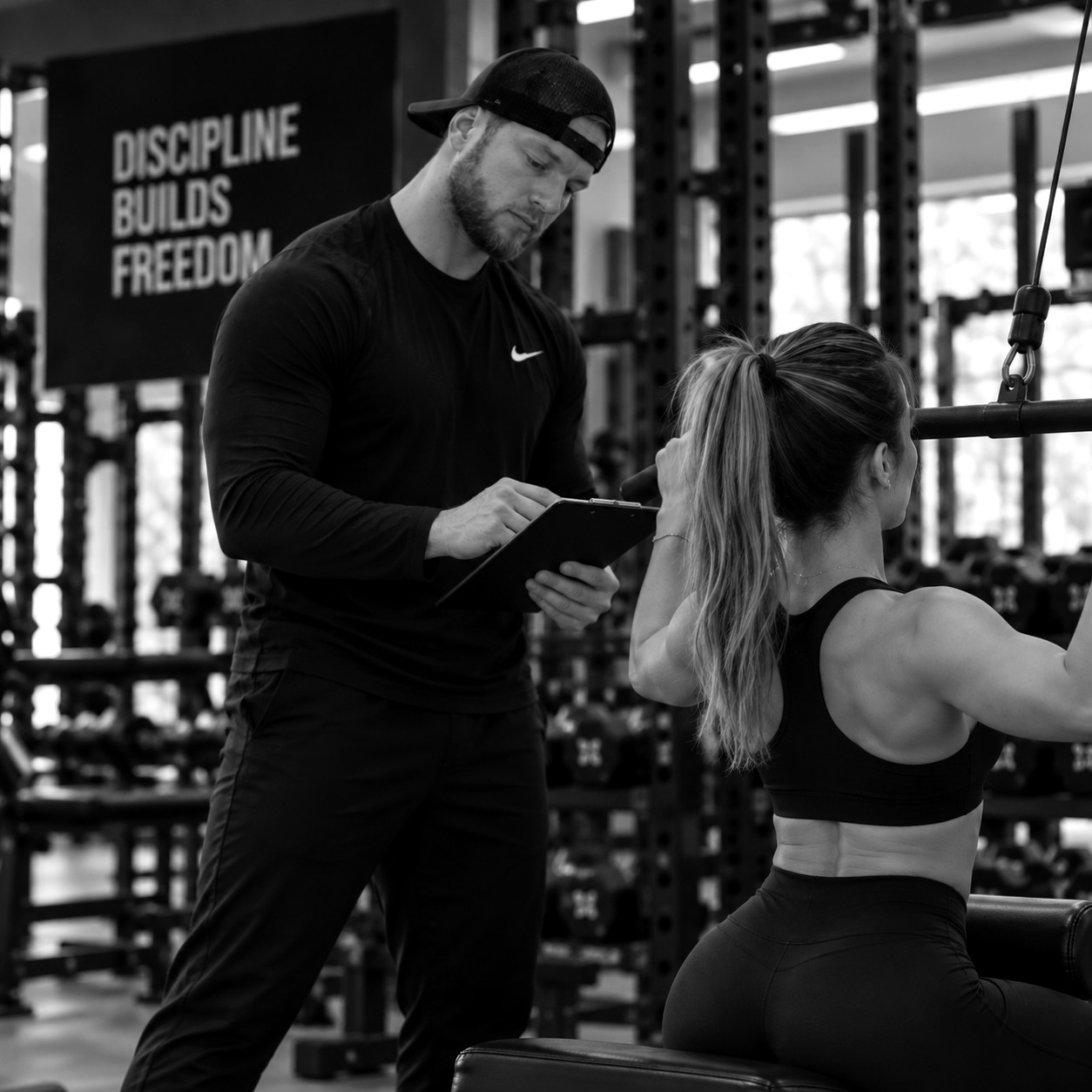 Personal trainer coaching a client through a strength training session in Jacksonville, FL